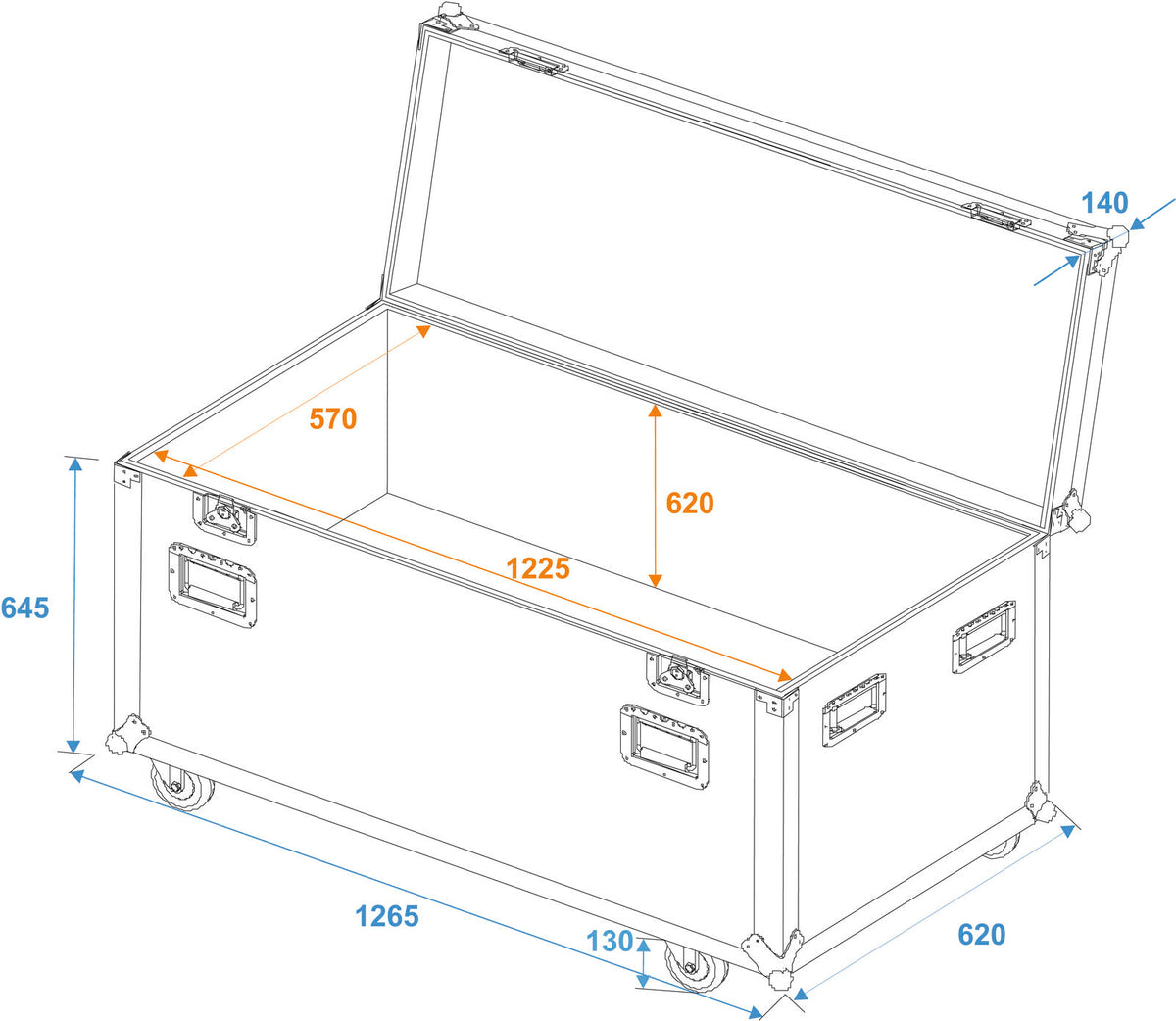 Roadinger Universal-Tour-Case 120cm mit Rollen Profi – Ansicht 2