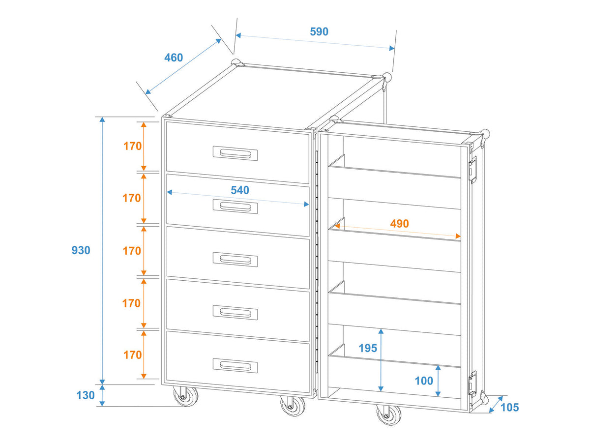 Roadinger TSF-1 Universal-Schubladen-Case mit Rollen – Ansicht 2
