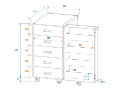 Roadinger TSF-1 Universal-Schubladen-Case mit Rollen – Ansicht 2