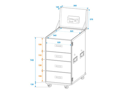 Roadinger WDS-2 Universal-Schubladen-Case mit Rollen – Ansicht 7