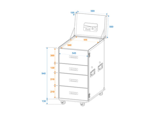 Roadinger WDS-1 Universal-Schubladen-Case mit Rollen – Ansicht 2