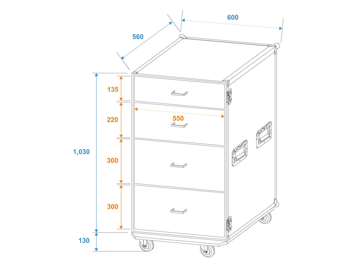 Roadinger ODS-1 Universal-Schubladen-Case mit Rollen – Ansicht 2