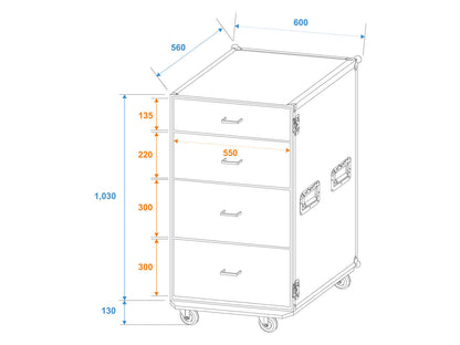 Roadinger ODS-1 Universal-Schubladen-Case mit Rollen – Ansicht 2