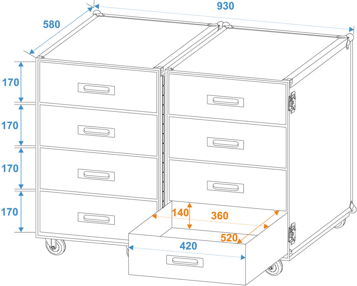 Roadinger DD-2 Universal-Roadie-Case Double Drawer – Ansicht 2