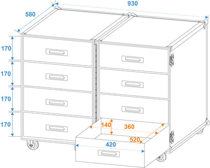 Roadinger DD-2 Universal-Roadie-Case Double Drawer – Ansicht 2