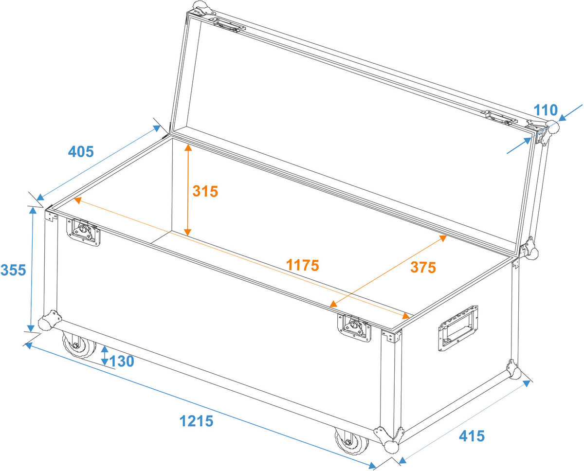 Roadinger Universal-Transport-Case 120x40cm mit Rollen – Ansicht 2