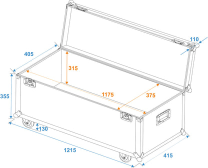 Roadinger Universal-Transport-Case 120x40cm mit Rollen – Ansicht 2