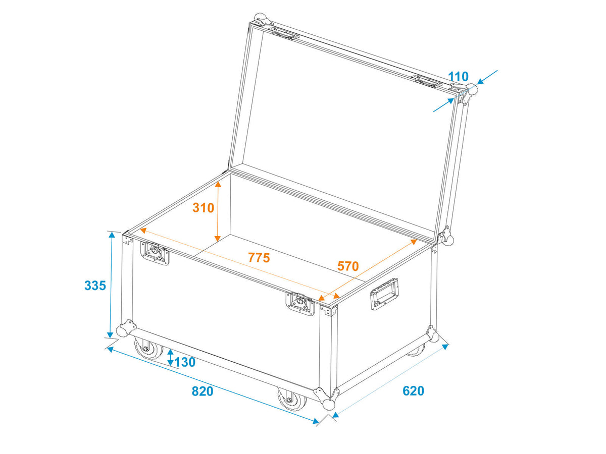 Roadinger Universal-Transport-Case heavy 80x60cm mit Rollen – Ansicht 6