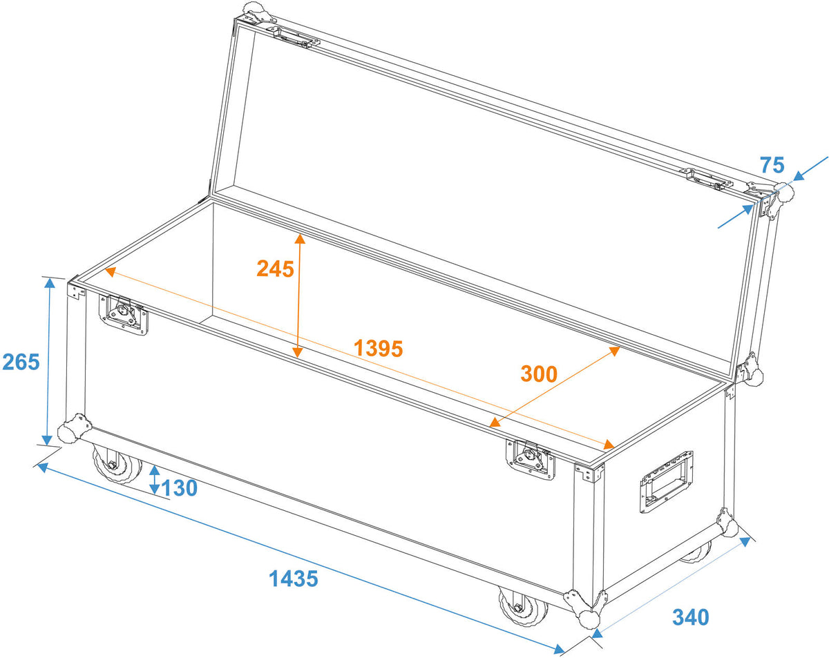 Roadinger Universal-Case Profi 140x30x30cm mit Rollen – Ansicht 6