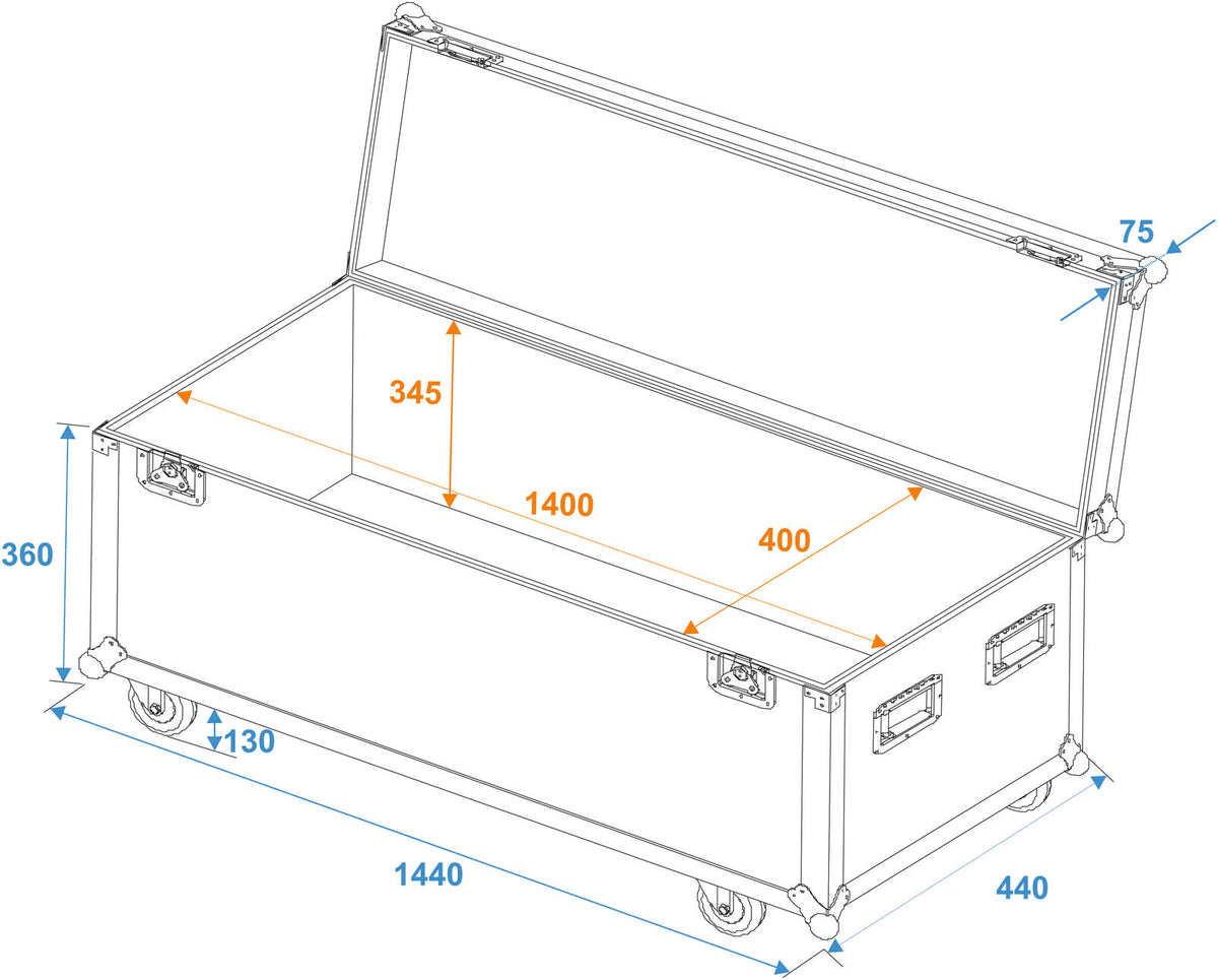 Roadinger Universal-Case Profi 140x40x40cm mit Rollen – Ansicht 6