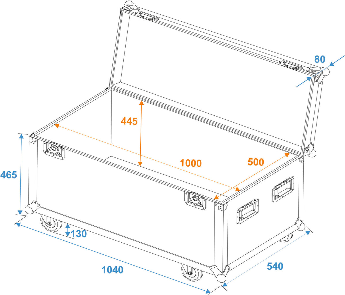Roadinger Universal-Case Profi 100x50x50cm mit Rollen – Ansicht 6