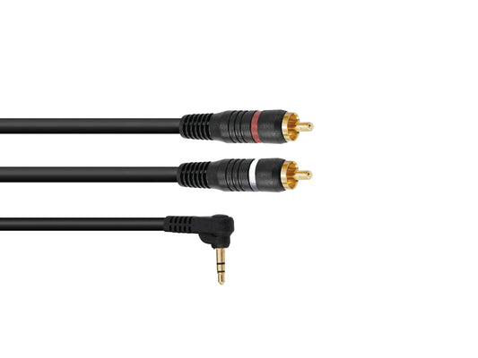 Omnitronic Adapterkabel 3,5 Klinke 90°/2xCinch 1,5m