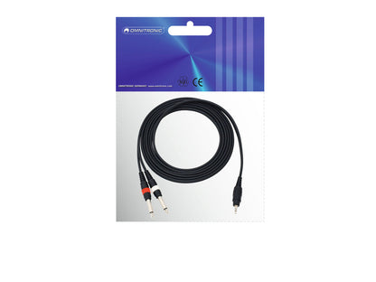 Omnitronic Adapterkabel 3,5 Klinke/2xKlinke 3m sw – Ansicht 3