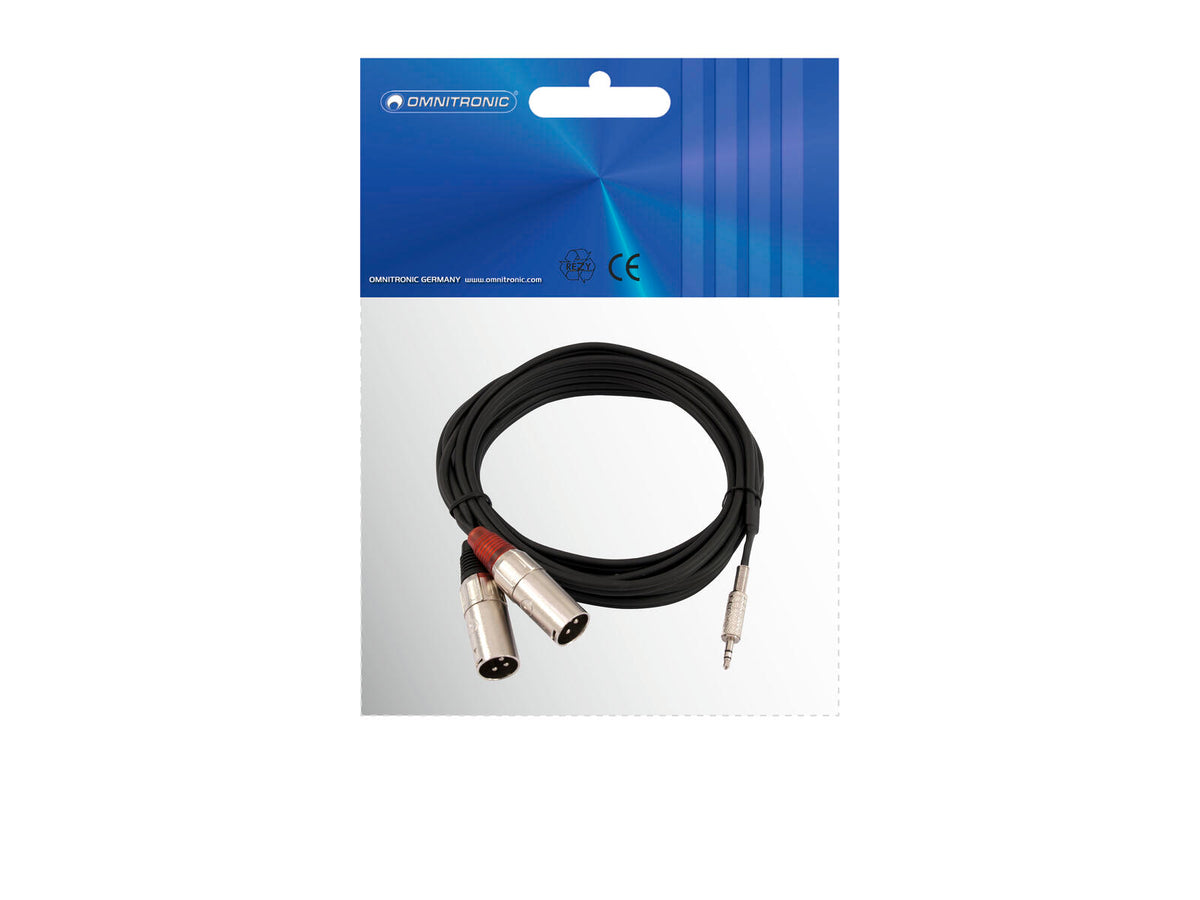 Omnitronic Adapterkabel 3,5 Klinke/2xXLR(M) 3m sw – Ansicht 3
