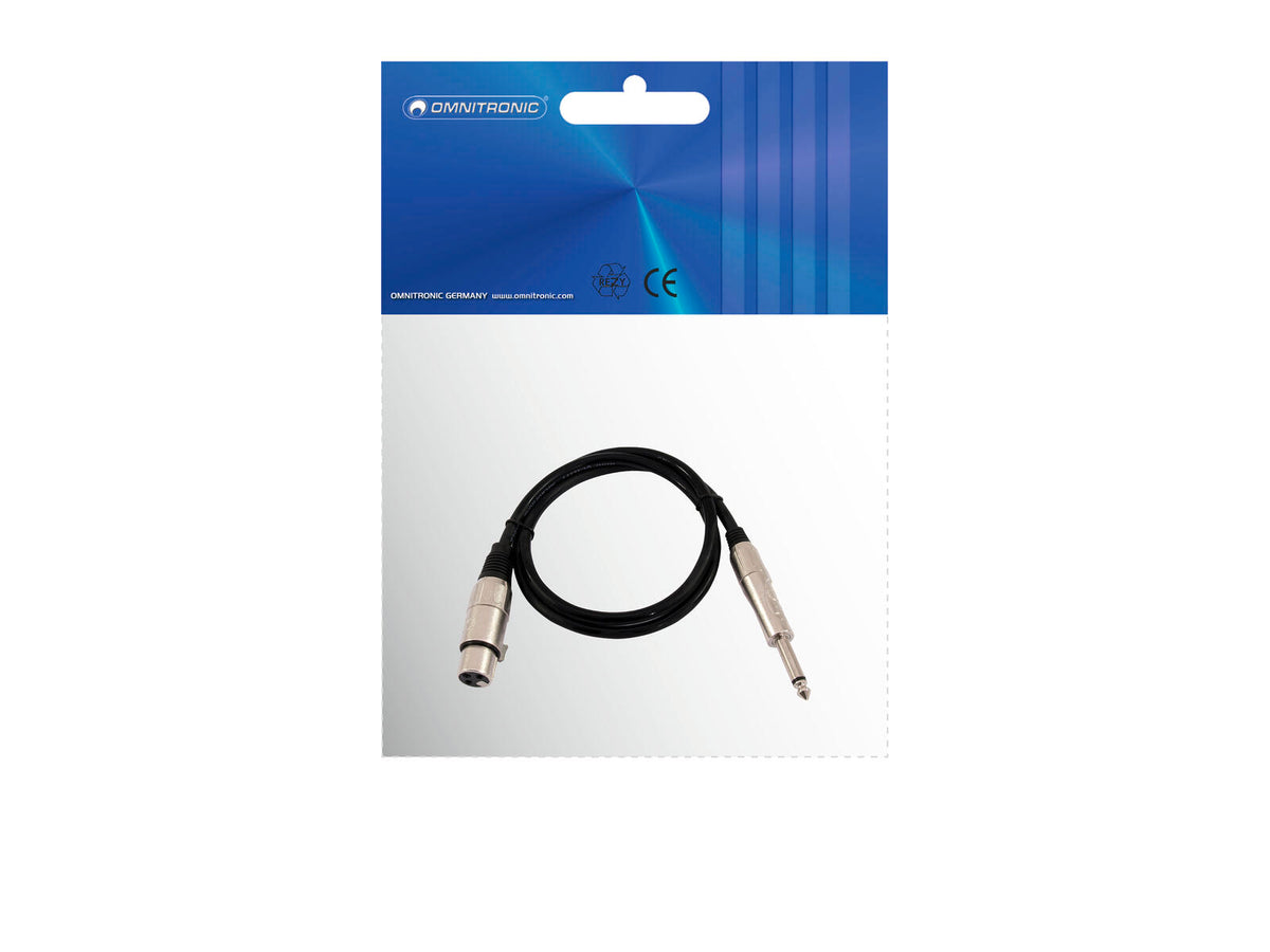 Omnitronic Adapterkabel XLR(F)/Klinke mono 0,9m sw – Ansicht 3