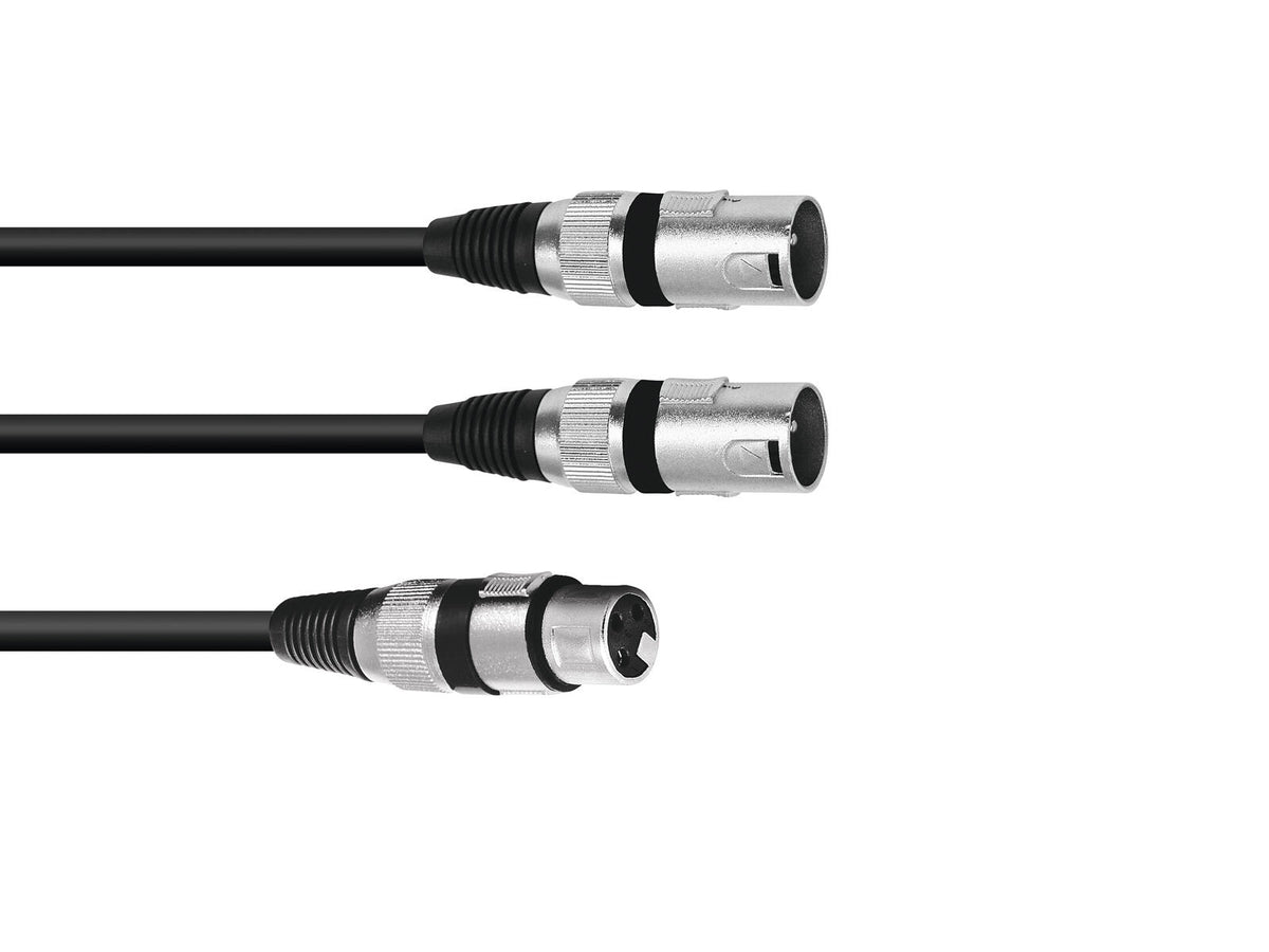 Omnitronic Adapterkabel XLR(F)/2xXLR(M) 1,5m sw