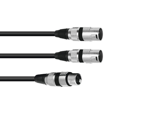 Omnitronic Adapterkabel XLR(F)/2xXLR(M) 3m sw