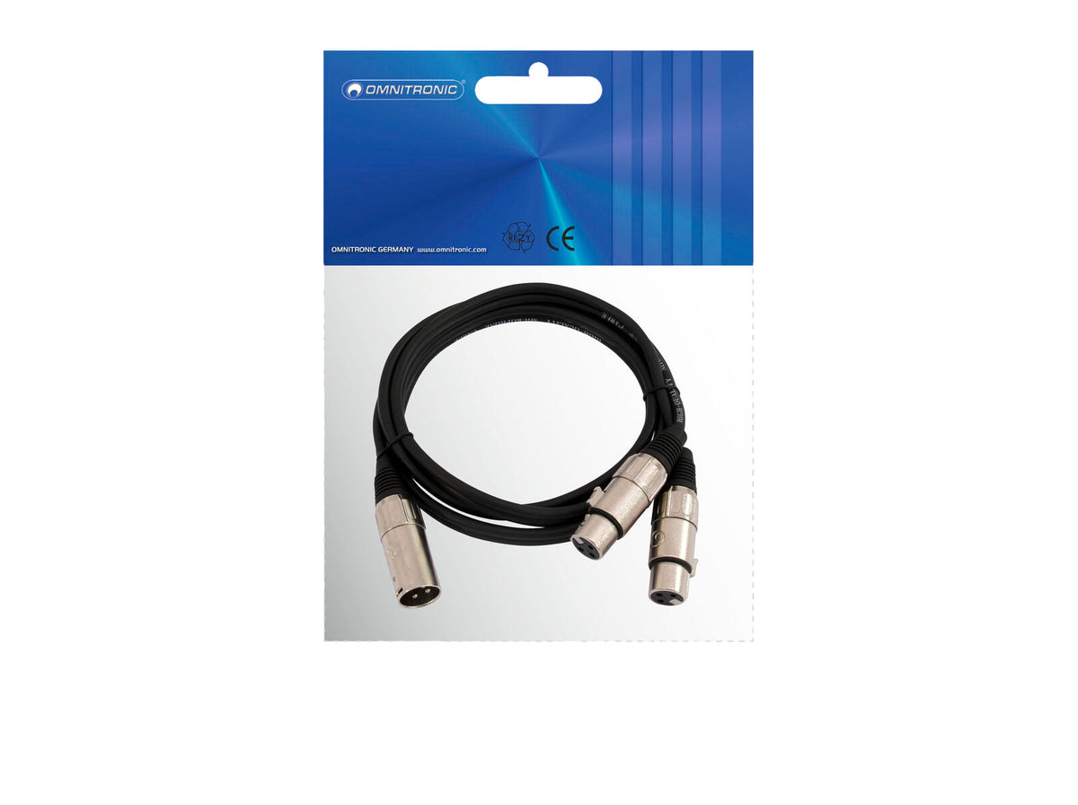 Omnitronic Adapterkabel XLR(M)/2xXLR(F) 0,5m sw – Ansicht 3
