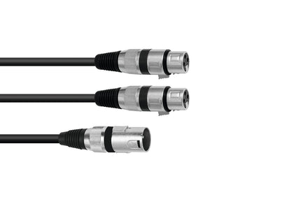 Omnitronic Adapterkabel XLR(M)/2xXLR(F) 1,5m sw