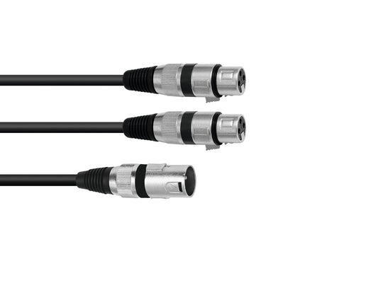 Omnitronic Adapterkabel XLR(M)/2xXLR(F) 1,5m sw