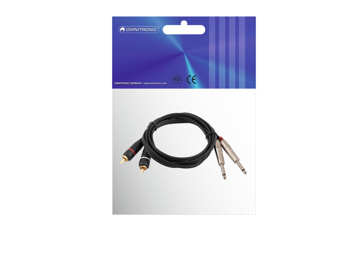 Omnitronic Adapterkabel 2xKlinke/2xCinch 1m sw – Ansicht 3