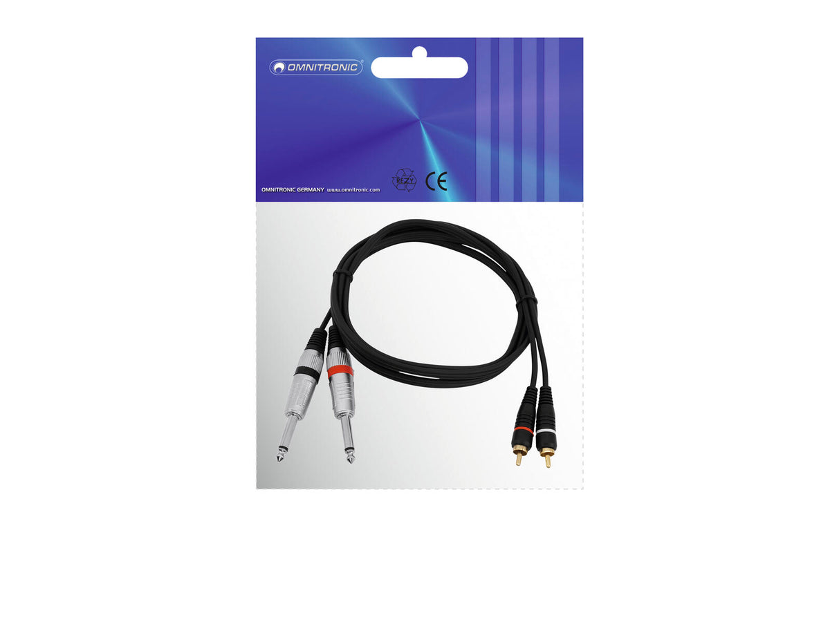 Omnitronic Adapterkabel 2xKlinke/2xCinch 1,5m sw – Ansicht 3