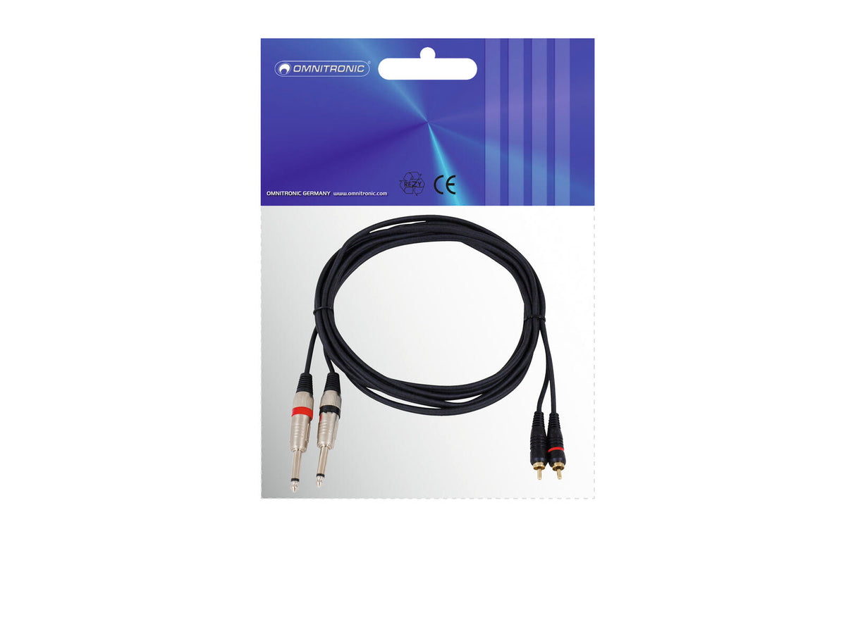 Omnitronic Adapterkabel 2xKlinke/2xCinch 3m sw – Ansicht 3