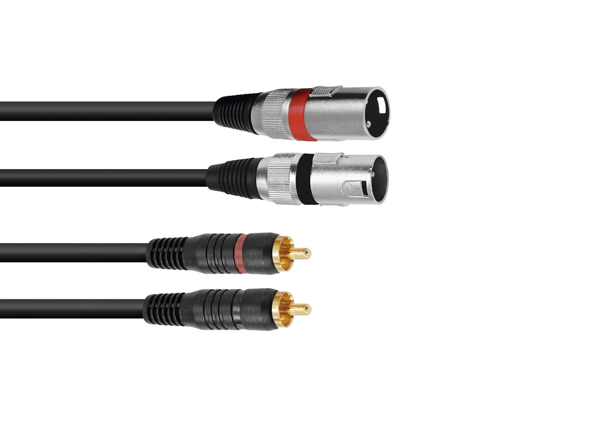 Omnitronic Adapterkabel 2xXLR(M)/2xCinch 1,5m sw
