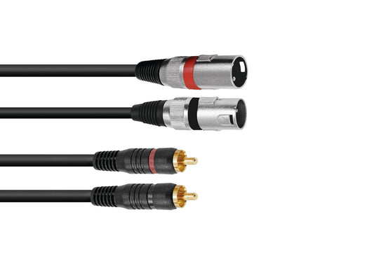 Omnitronic Adapterkabel 2xXLR(M)/2xCinch 3m sw
