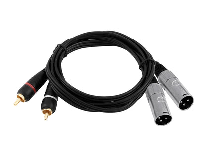 Omnitronic Adapterkabel 2xXLR(M)/2xCinch 3m sw – Ansicht 2