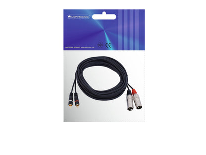 Omnitronic Adapterkabel 2xXLR(M)/2xCinch 6m sw – Ansicht 3