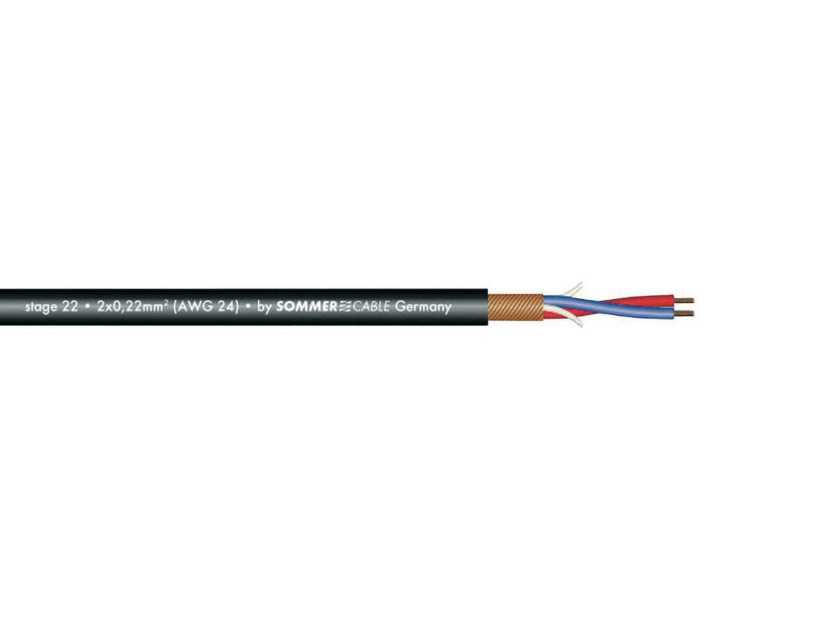 Sommer Cable Mikrofonkabel 2x0,22 100m sw Stage 22