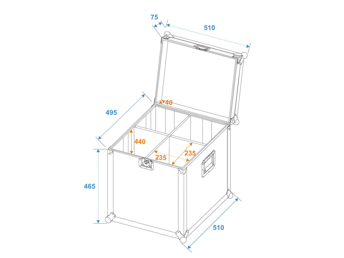 Roadinger Flightcase 4x PAR-64 Spot lang – Ansicht 6