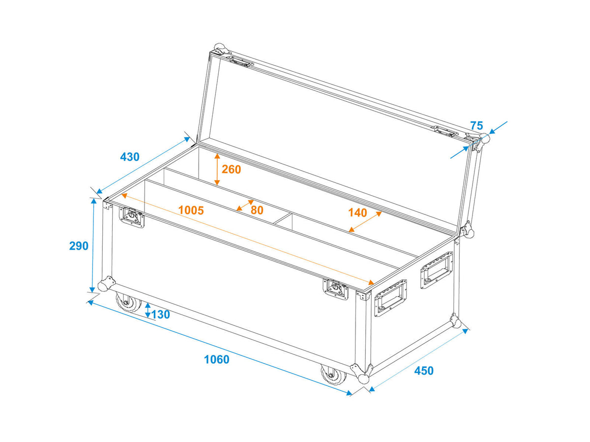 Roadinger Flightcase 2x LED TMH Bar-S120 mit Rollen – Ansicht 6