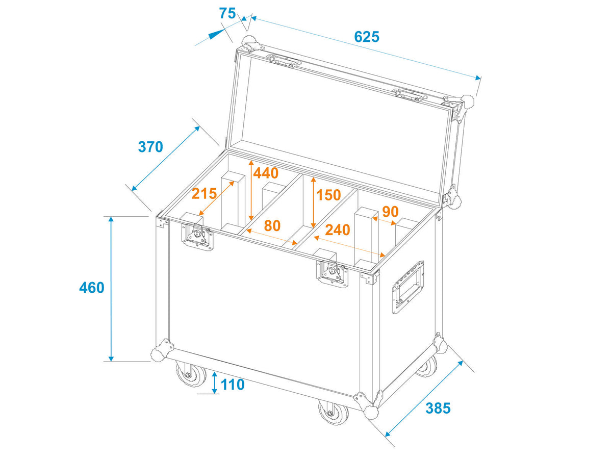 Roadinger Flightcase 2x TMH-X12 mit Rollen – Ansicht 5