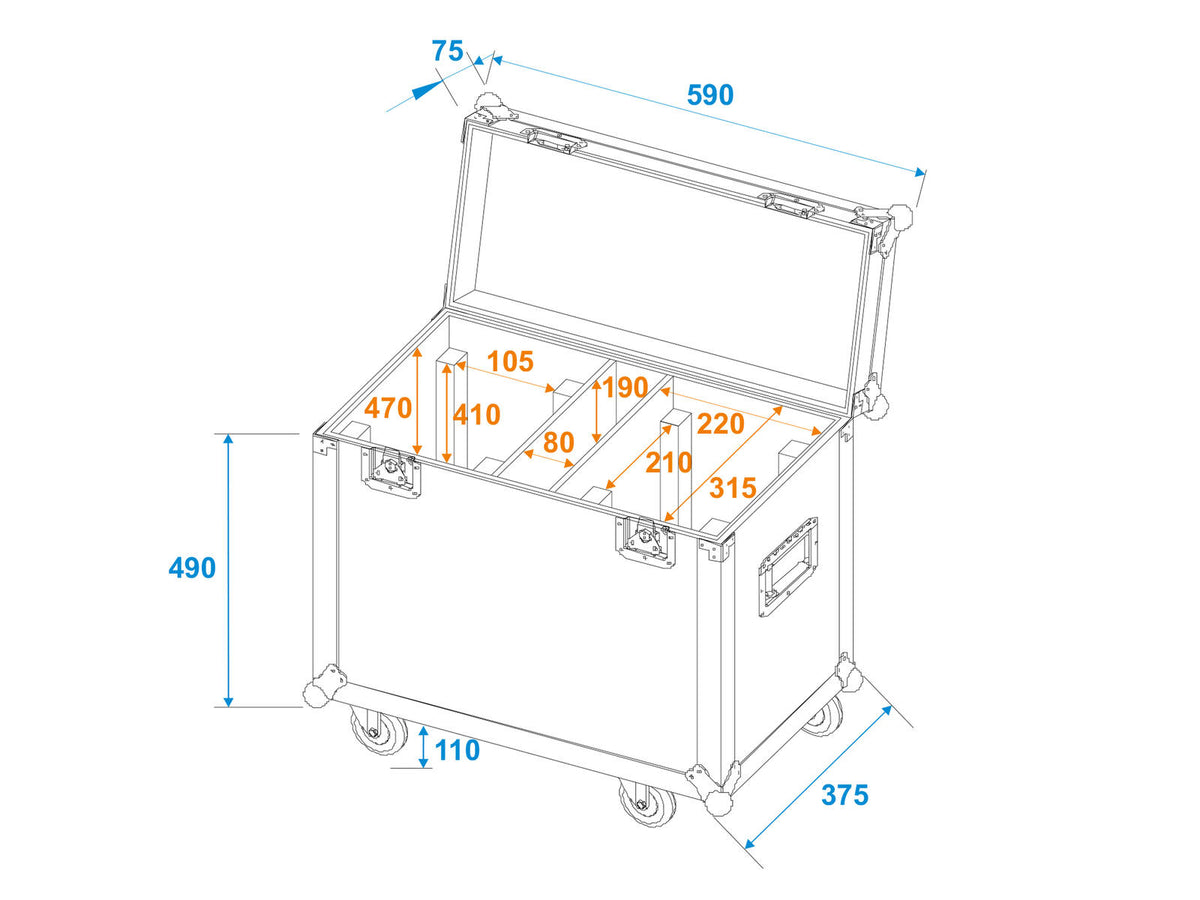 Roadinger Flightcase 2x TMH XB-280 – Ansicht 5