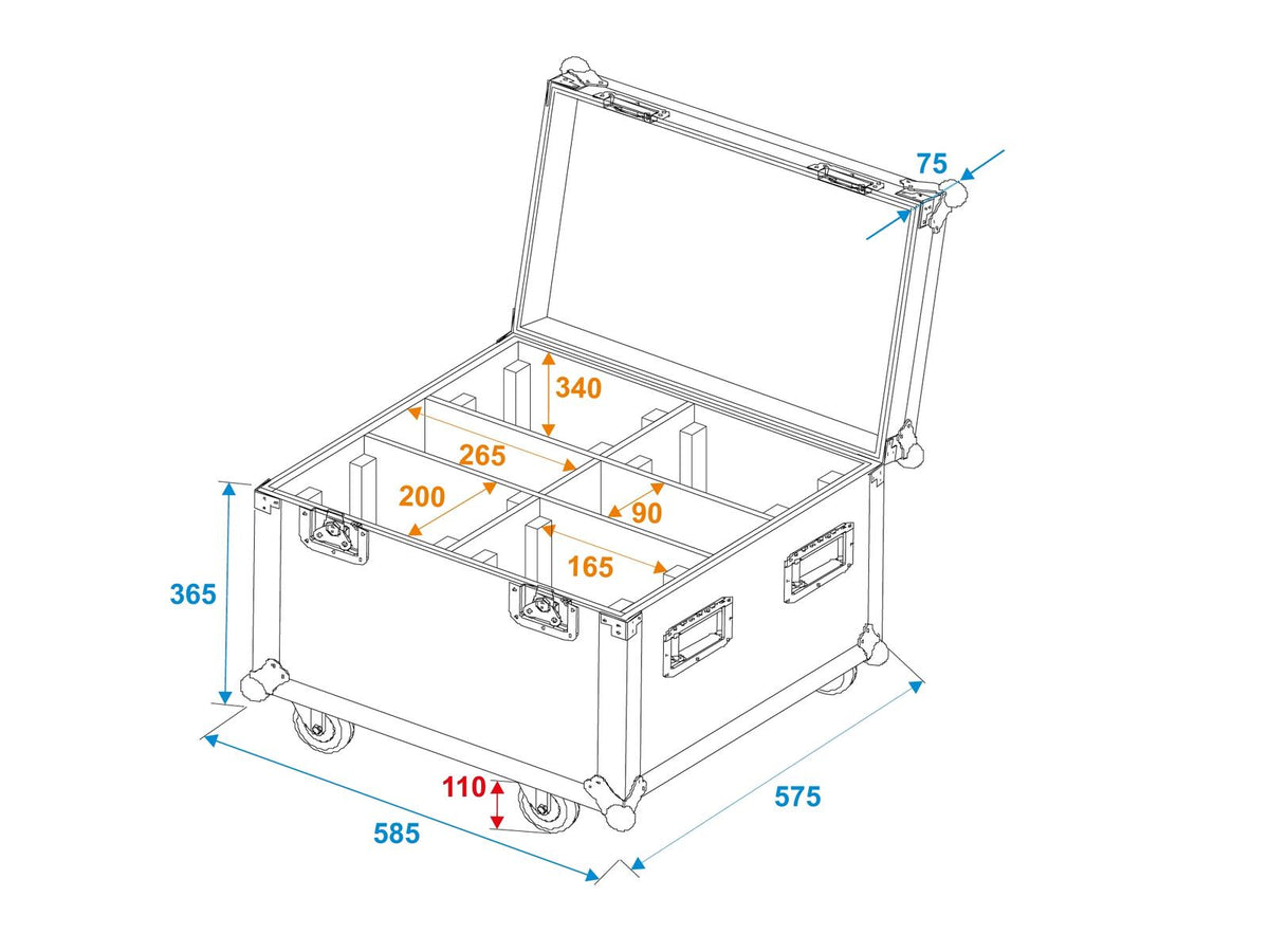 Roadinger Flightcase 4x TMH-S90/H90/B90 – Ansicht 5