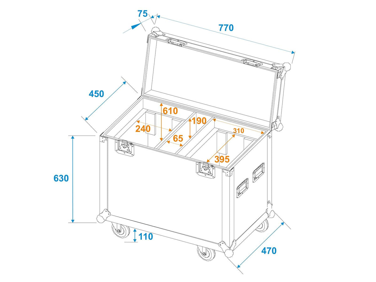Roadinger Flightcase 2x TMH BSW-380 mit Rollen – Ansicht 5