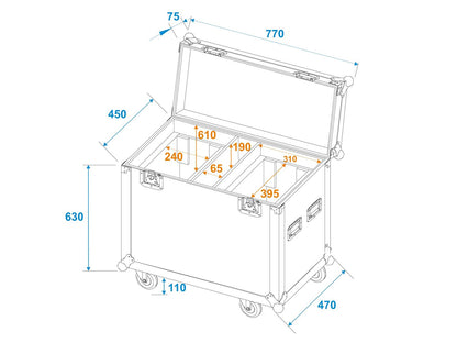 Roadinger Flightcase 2x TMH BSW-380 mit Rollen – Ansicht 5
