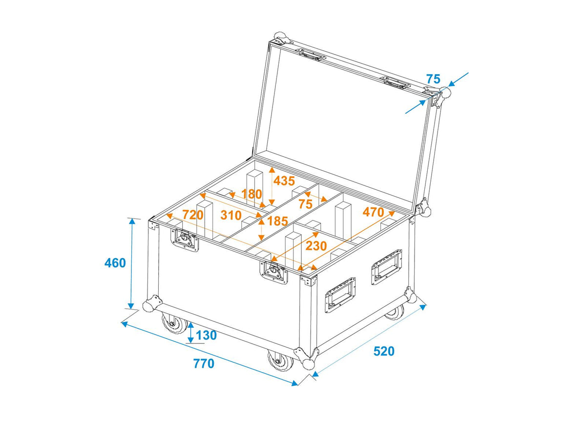 Roadinger Flightcase 4x TMH-W400 mit Rollen – Ansicht 5