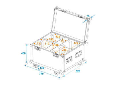 Roadinger Flightcase 4x TMH-W400 mit Rollen – Ansicht 5