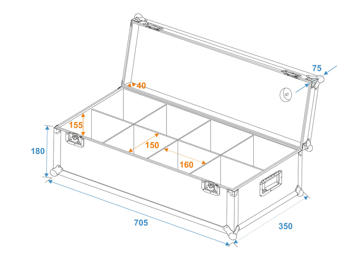 Roadinger Flightcase 8x AKKU UP-4 – Ansicht 6