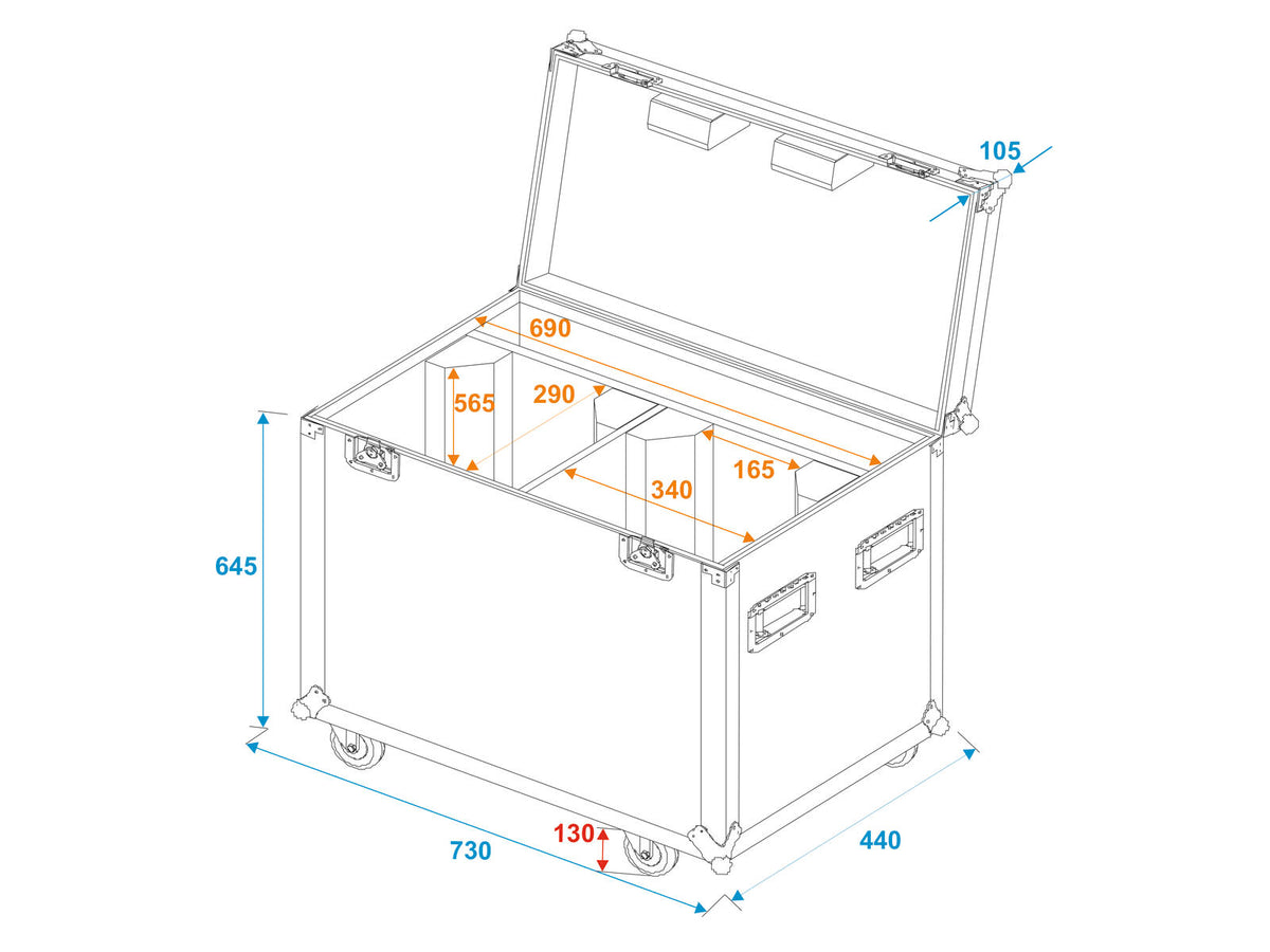 Roadinger Flightcase 2x PFE-100/120 – Ansicht 5