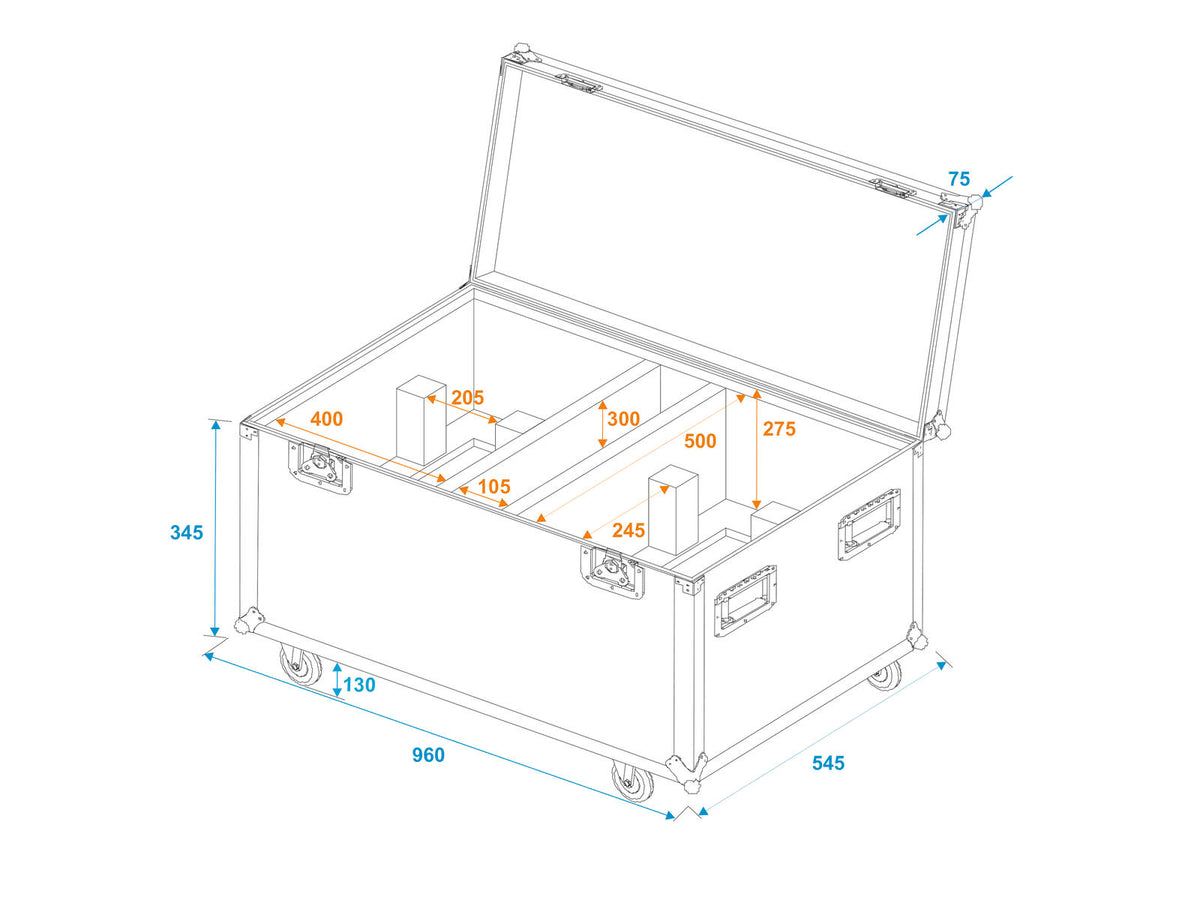 Roadinger Flightcase 2x THA-250F mit Rollen – Ansicht 5