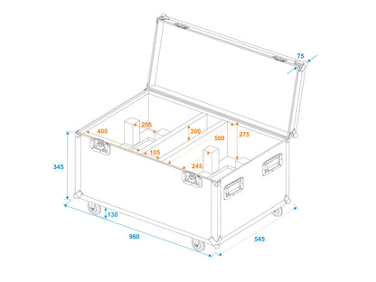 Roadinger Flightcase 2x THA-250F mit Rollen – Ansicht 5