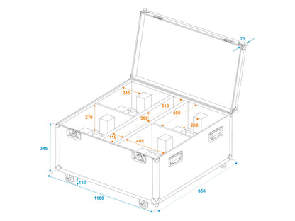 Roadinger Flightcase 4x THA-250F mit Rollen – Ansicht 5