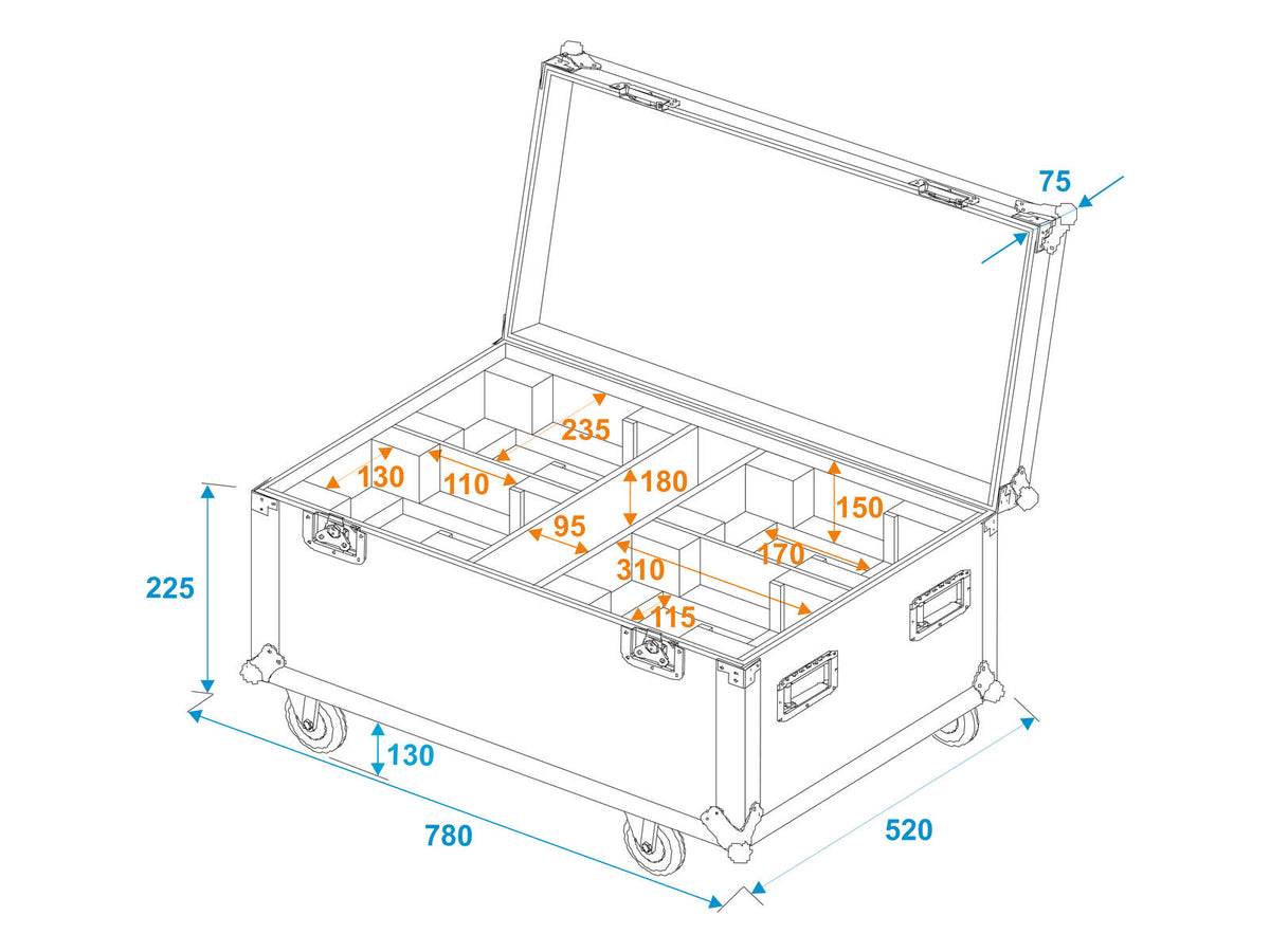 Roadinger Flightcase 4x THA-40 PC mit Rollen – Ansicht 6