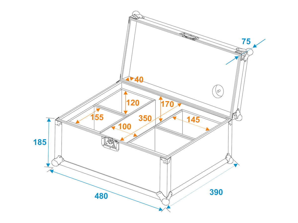 Roadinger Flightcase 4x AKKU UP 4 QCL Spot QuickDMX – Ansicht 6