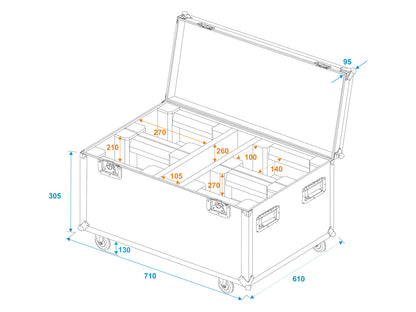 Roadinger Flightcase 4x LED TMH-X1 Moving-Head Beam mit Rollen – Ansicht 5