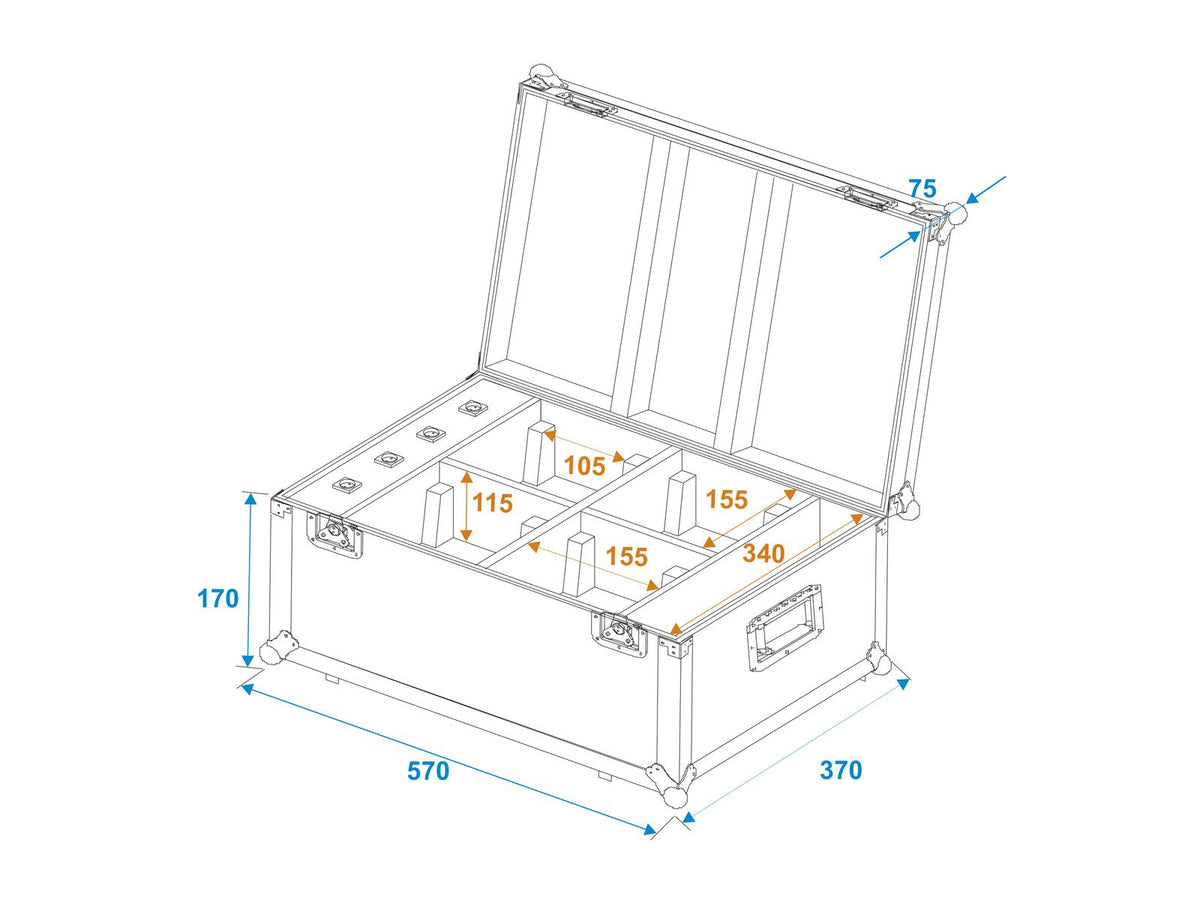 Roadinger Flightcase 4x AKKU TL-3 Trusslight QuickDMX mit Ladefunktion – Ansicht 9